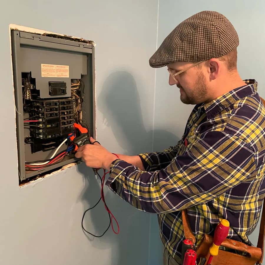 PTX electrician testing a residential electrical panel